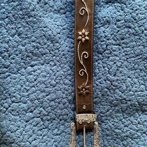 Brown Embroidered Women's Belt